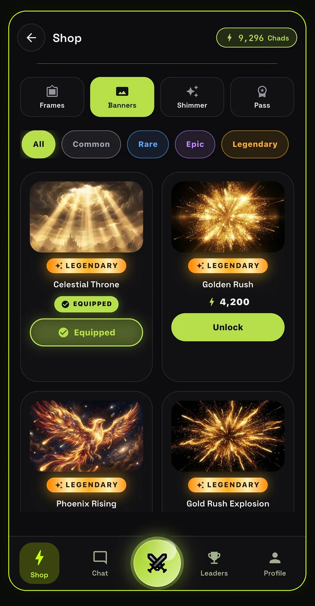 LOCKED legendary shop with frames, banners and effects